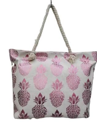 China Beach Style FREE SAMPLE Handbag Personalized Women Large Capacity Pineapple Wholesale Print Rope Handle Bursting Handbag for sale