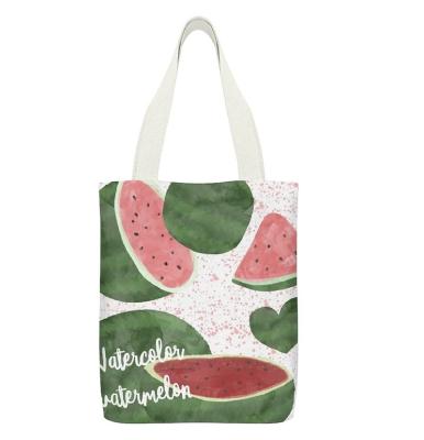 China FREE SAMPLE Handled Watermelon Printed Canvas Tote Bag, Fashion Reusable Shopping Bag for sale