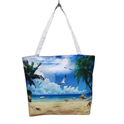 China Custom Reusable Beach Cotton Shopping Bag Canvas Fashion Print Reusable Tote Bags for sale