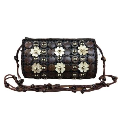 China Retro Vintage Handmade Small Coconut Shell Cross - Body Sling Bags For Women for sale