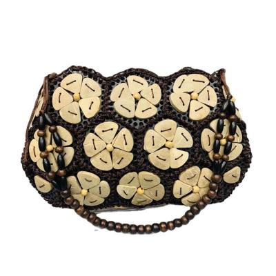 China Natural Vintage Hand Weave Boho Coconut Shell Bag Indonesia Beach Bag for sale