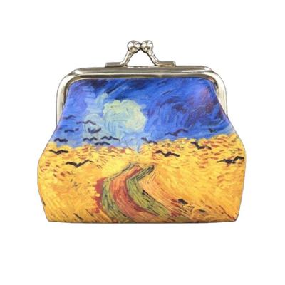 China Custom Vintage Vintage Printed Mini Coin Purse PU Wallet Women for sale