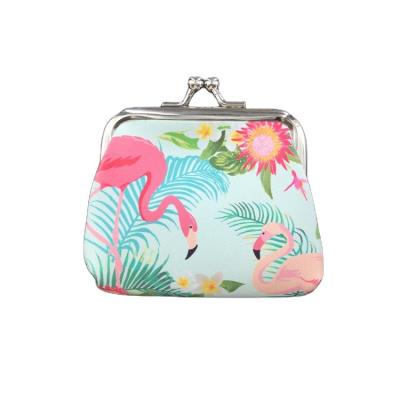 China Lady High-quality Custom Printed Tiny PU Leather Flamingo Coin Purse For Gift for sale