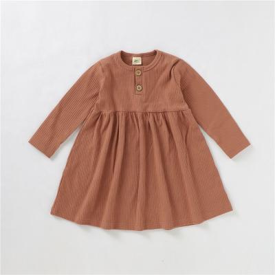 China Summer Baby Clothing Breathable Kids Knitted Ruffles Ribbed Babies Dress Cute Dress for sale