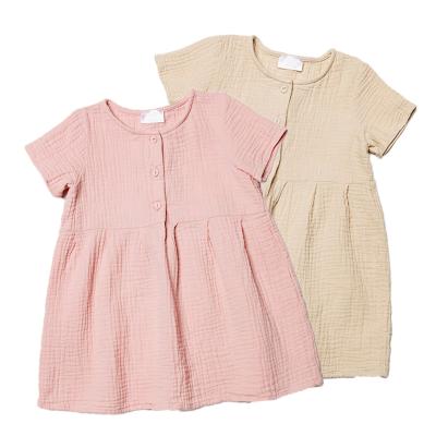 China Breathable Organic 100% Cotton Gauze Baby Dress Clothing Summer Babies Dresses for sale