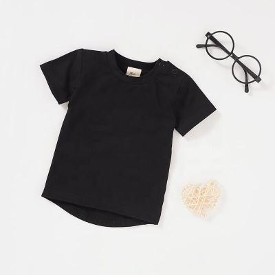 China Breathable 0-3months Shoulder Snap Button Organic 100% Cotton Baby T-Shirt Plain for sale