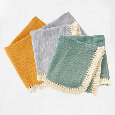 China Wholesale Therapy Lace Single Layer Wide Balance Organic Cotton Baby Muslin Blanket for sale