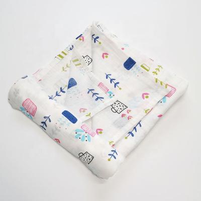 China Custom Printing 120x120cm Double Layers Anti-pilling Muslin Sheets Bamboo for sale