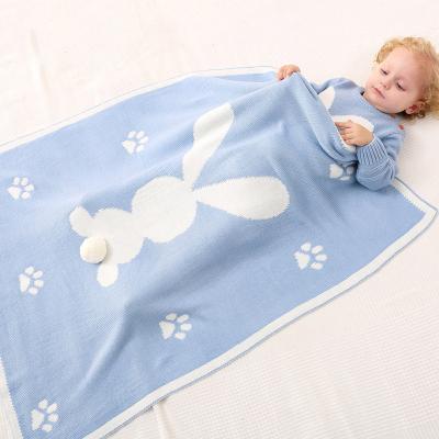 China Anti-pilling 3D Bunny Animal Rabbit Blanket Multi-Use Knitted Baby Blanket for sale