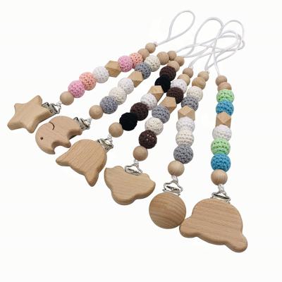 China Baby Wooden Toy Beech Pacifier Beach Clip Wholesale Stain for sale