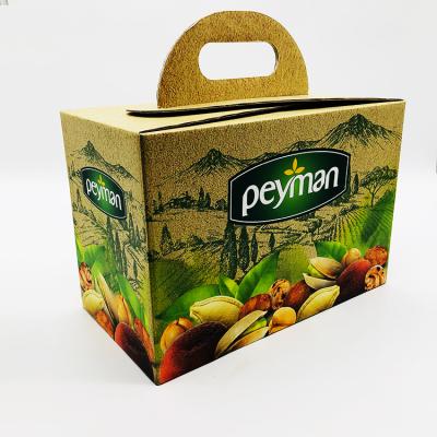 China Recyclable Custom Printing Fruit Full Color Corrugated Paper Box With Integrated Handle for sale