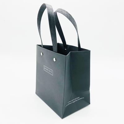 China Small Recyclable Custom Black Craft Paper Gift Bag For Jewelry for sale