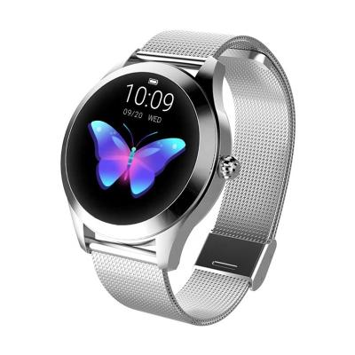 China APP Control Stainless Steel Strap Lady Smart Watch KW10 with Blood Pressure Heart Rate Sleep Monitor for sale