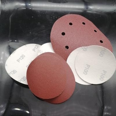 China Wood/Metal/SS Polishing Hook Loop Pads Sanding Disc 6-Inch No-Hole 100Pcs Aluminum Oxide Around Flocking Sandpaper for sale