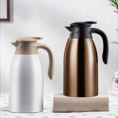 China Wholesale 2000ml PORTABLE Teapot Coffee Pot For Office Home Keep Warm Stainless Steel Double WallVacuum Insulated Hot Water Kettle for sale