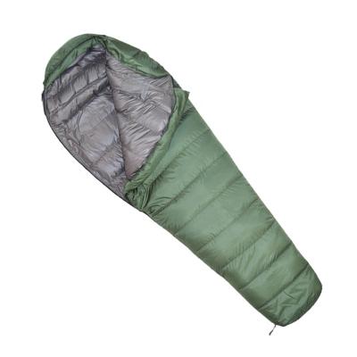 China Breathe Free 210*80 China Made Puffy Square Shape Goose Duck Down Army Green Sleeping Bag For Outdoor Camping Hiking for sale