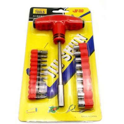 China Durable Sturdy T-Handle 21pc Multi Screw Bit Plastic And Magnetic Sockets Screwdriver Tool Kit for sale