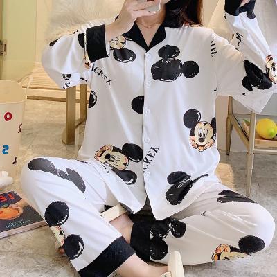 China 2021 QUICK DRY Autumn Pajama Sets Women Long Sleeve Printed Sleepwear Homewear Female Pants Home Suit for sale