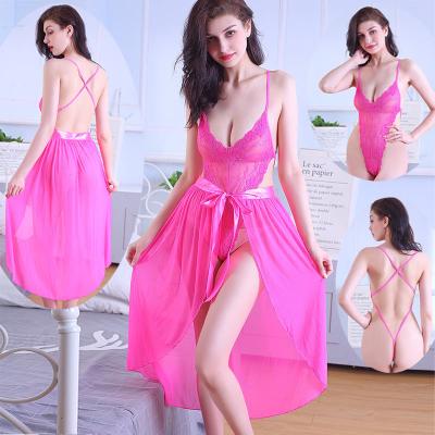 China Sexy Lace Mesh Sexy Women's Sleepwear Front Closure V-Neck Pajamas Babydoll Lingerie QUICK DRY for sale