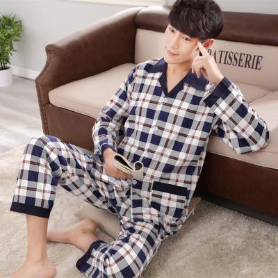 China Men's Homewear Pajamas Loungewear Plaid Sleep Shirt Men's Pajama Set Long Sleeved Winter Pajamas Clothing Sets QUICK DRY for sale