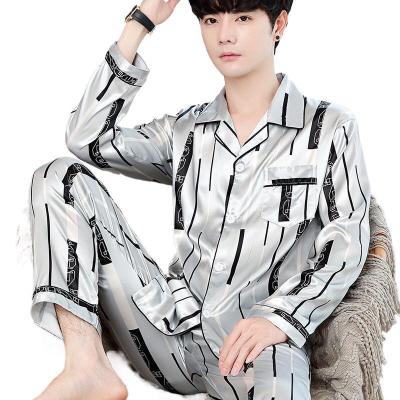 China Spring Summer QUICK DRY Autumn Long Sleeve Shorts Shorts Slim Suit Silk Silk Use Suit Plus Size Men's Pajamas for sale