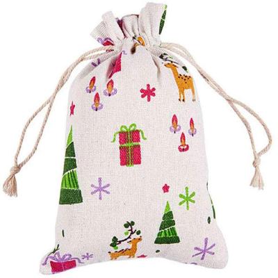 China Eco-Friendly Gift Jute Burlap Bags Candy Stand Bags Drawstring Christmas Gift Bags For Kids Birthday Party for sale