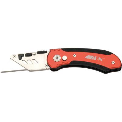 China Automatic Open Slide Aluminum Alloy Retractable Folding Knife With Logo for sale