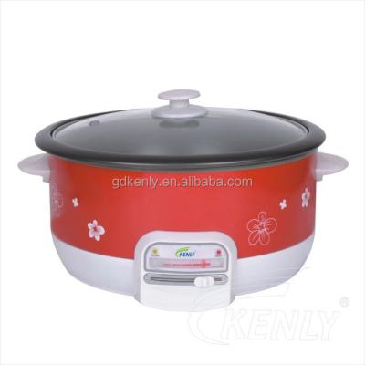 China Red Shell with Flower Design and Clear Glass Lid Big Power 3.0L Self Heating Electric Hot Pot Soup Multifunctional 2 in 1 Rice Cooker for sale