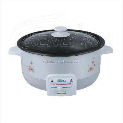 China White With Flower Design And Clear Glass Lid Self Heating 3.0L Electric Tinplate 2 In 1 Cook Pot Rice Food Hot Condiments for sale