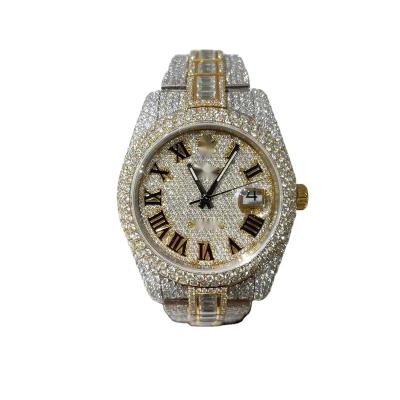 China Fashion Waterproof Diamond Watch Digital Luxury Moissanite Mechanical Watches Silver With Gold Color Jewelry for sale