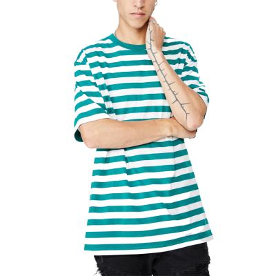 China Anti-pilling Customized men's green and white stripe tee lifestyle aplet T-shirt wholesale for sale