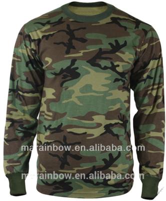 China OEM China Factory Manufacturer Anti-wrinkle Camouflage T-shirt Camouflage Sublimation Long Sleeve Tactical Military Crewneck T-Shirts for sale