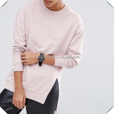 China Anti-pilling best sweatshirt and pullover manufacturers fashion French enlongatd terry cotton slit Hoodies long tail stylish side women for sale