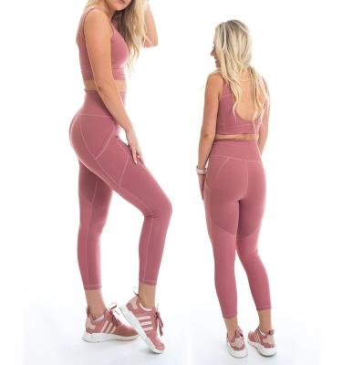 China Women's New Arrival Anti-pilling Yoga Suit Made Tight High Waist Sports Bra Women Gym Tank Women Leggings One Set Quick Dry Fitness Wear for sale