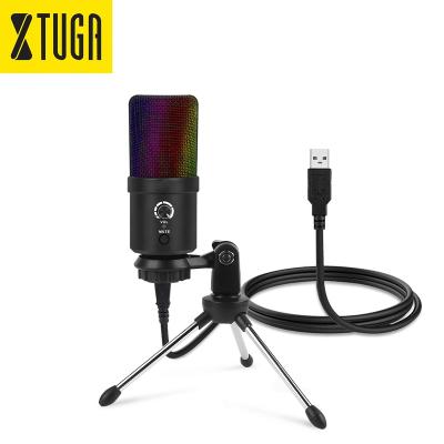 China Xtuga GB01 Portable Gaming PTTs RGB Desktop Paging Condenser Recording Usb Podcast Microphone for sale