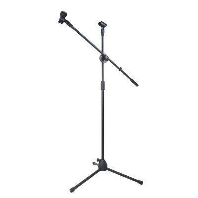 China Professional Spider Web Bracket Two In One Stage Black Recording Studio Standing 2 Microphone Stand for sale