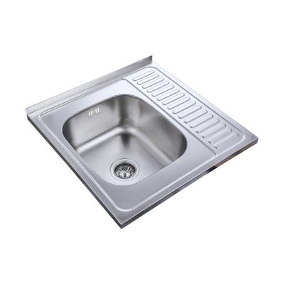 China Without Faucet Factory Direct Sale Single Bowl Stainless Steel Easy Cleaning Kitchen Sinks With Drainer for sale