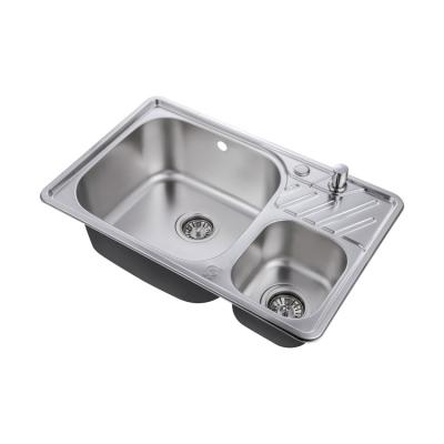 China Without Faucet Wholesale High Quality Rectangular Double Bowl Stainless Steel Kitchen Sink for sale