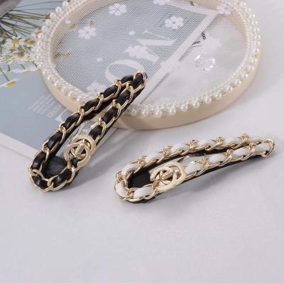 China Hair Decoration 2022 New Designer Letter Hairpin Big Famous Brand Korean Chain Fragrance Hairpin Luxury Quality Hair clips For Women for sale