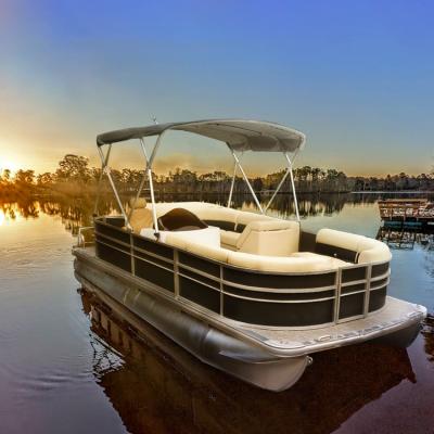 China Fishning Kinocean 2022 Luxury All Welder Aluminum Tritoon Party Fishing Pontoon Boat for sale