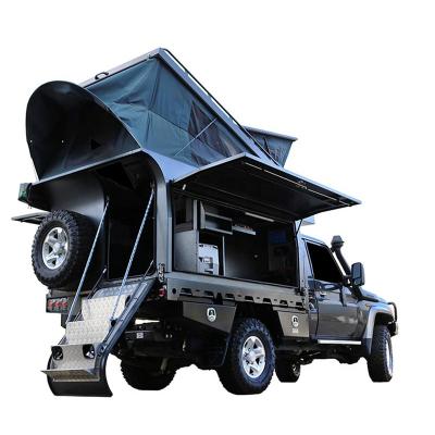 China Lightweight Aluminum X Roof Design X Roof Design Trayback Slide On Campers For Four Wheel Drive Vehicles for sale