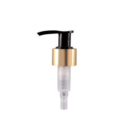 China Spill No 24 Gold 410 Aluminum And Black Lotion Pump Top For Bottle for sale