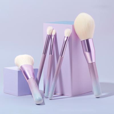 China Portable Flat Brush Makeup Brush 5 Pieces New Color Makeup Brush Travel Set High Quality Blue Makeup Brush for sale