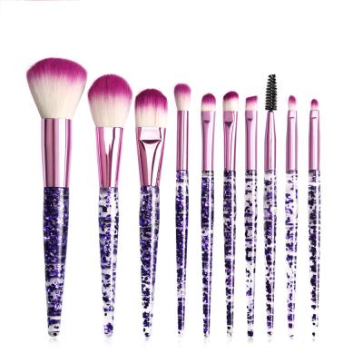 China Angular Blush New Crystal Handle Makeup Brush Set 10pcs Makeup Brushes Glitter Makeup Brush Set for Girls for sale