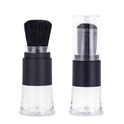 China Powder Retractable Goat Hair Synthetic Hair Dispensing Refillable Loose Powder Brush Black for sale