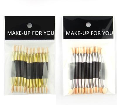 China Disposable Cosmetic Tools 12pcs Double Slider Eyeshadow Stick Sponge Eyeshadow Stick Eyeshadow Applicator for sale