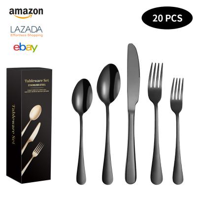 China 20 PCS Stainless Steel Flatware Viable CLASSIC Cutlery Set Party Gifts Wholesale Customized Tableware For Dinner for sale