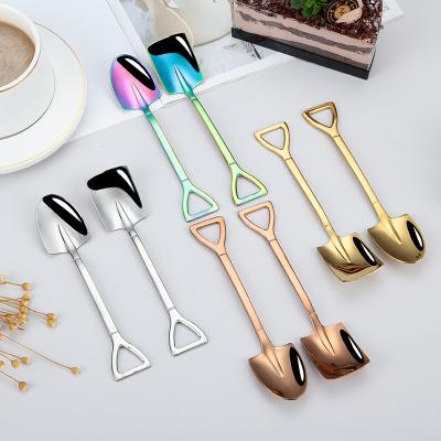 China Sustainable Creative Industrial Type 304 Stainless Steel Scoop Coffee Spoons Cute Square Head Ice Cream Spoons Wholesale Customized for sale