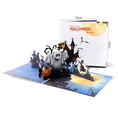 China Creative Handmade Custom Wholesale 3D Greeting Cards Europe Halloween Ghost Pumpkin Greeting Cards Gift Cards for sale