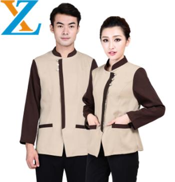 China Anti-oil and custom design men's and women's waterproof waterproof hotel Anti-oil and new cleaning uniform cardigan housekeeper uniform for sale